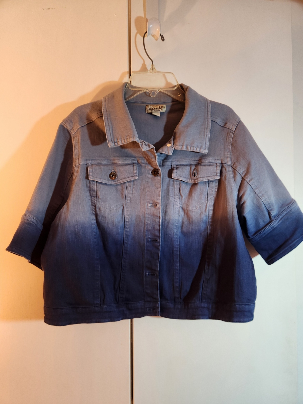 ONE WORLD Ombre Blue Short Sleeve Denim Jacket